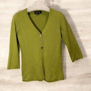 Chic Cashmere Olive V-Neck Cardigan- large